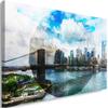 Feeby Geometric New York City Bridge Canvas Print, Blue, 90 x 60 cm view 1