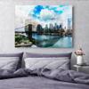 Feeby Geometric New York City Bridge Canvas Print, Blue, 90 x 60 cm view 3