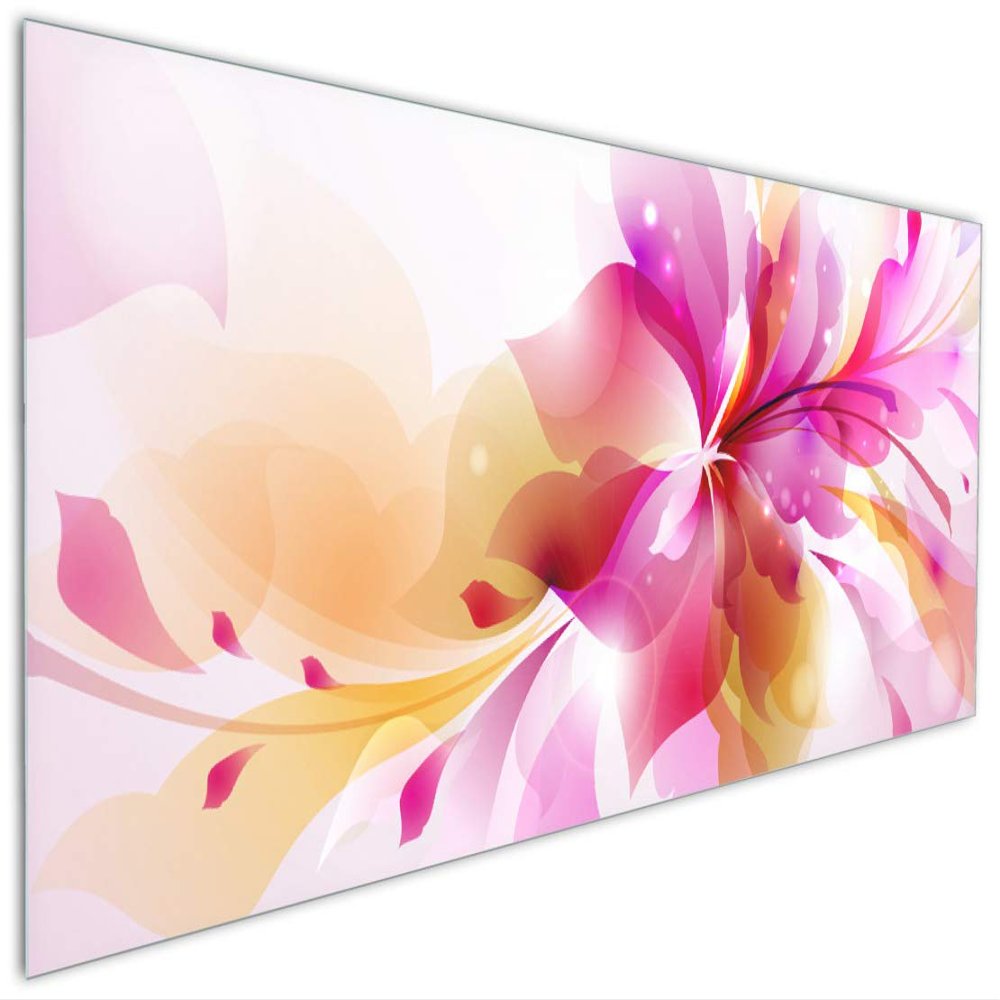 Wallario Kitchen Backsplash | Pink Flower Bouquet on Premium Glass