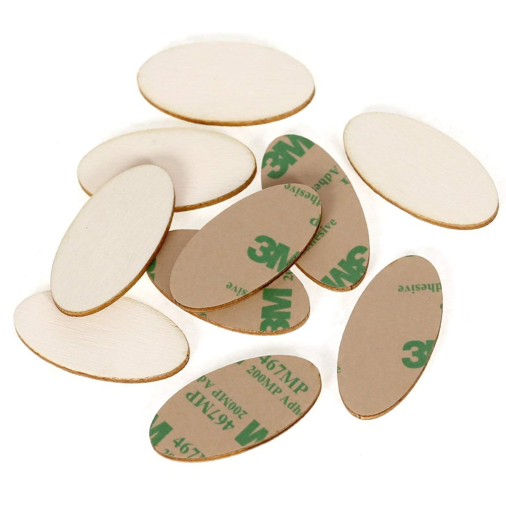 Oval Self-Adhesive Wooden Discs, 17 x 8.5 cm, Pack of 100