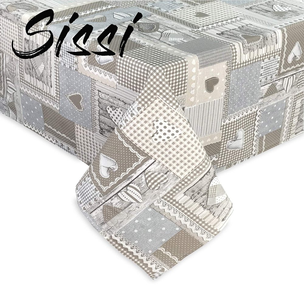 Sissi Cotton Tablecloth, Aprica Beige – 140 x 300 cm, 18-Person