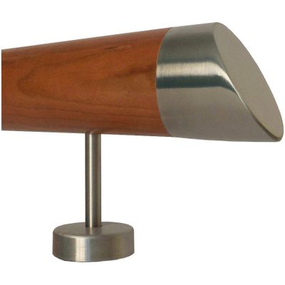 TIBU Cherry Wood Handrail, 310 cm, 4 Straight Stainless Steel Brackets
