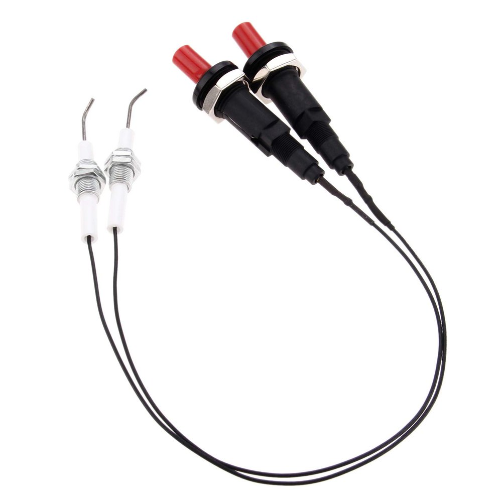 2 Sets Piezo Ignition Propane Push Button Ceramic Electrode, 30 cm, for Gas Fireplaces