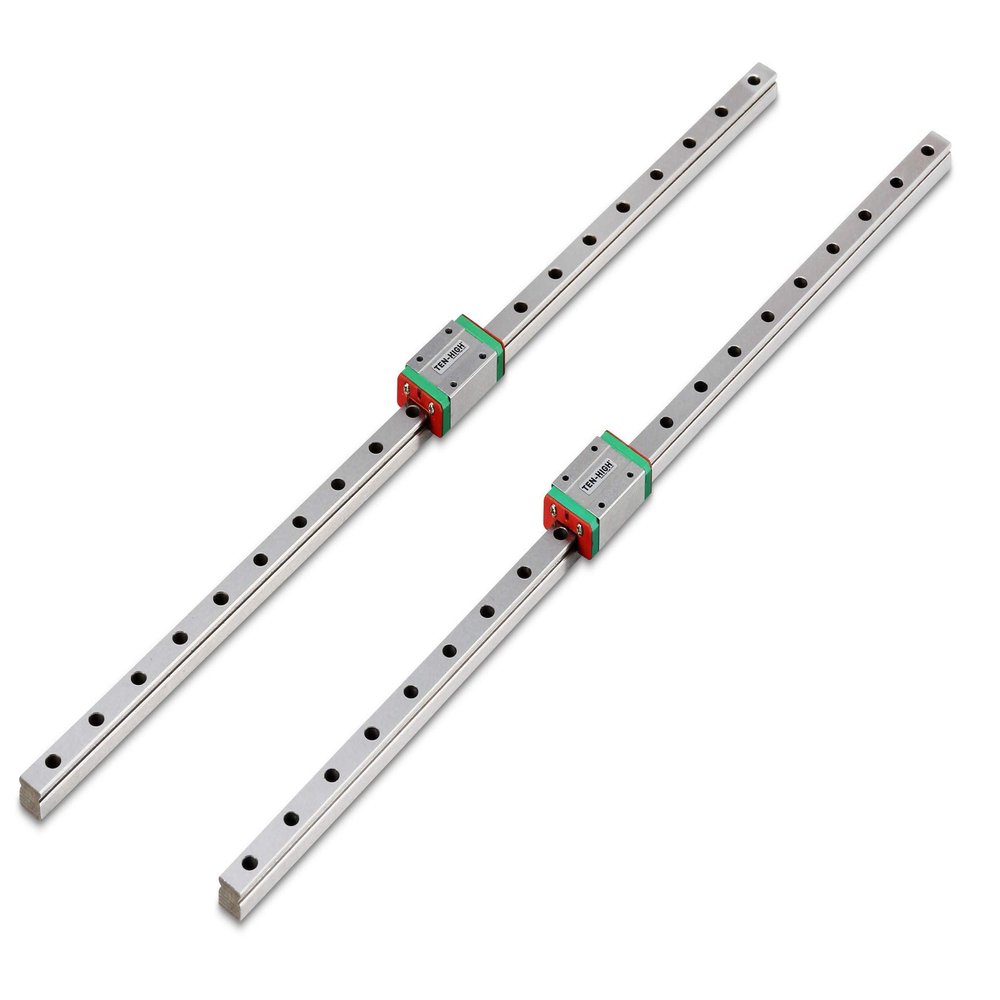 TEN-HIGH Set of 2 450 mm MGN12 Miniature Linear Guide Rails with MGN12H Blocks for DIY 3D Printers and CNC Machines