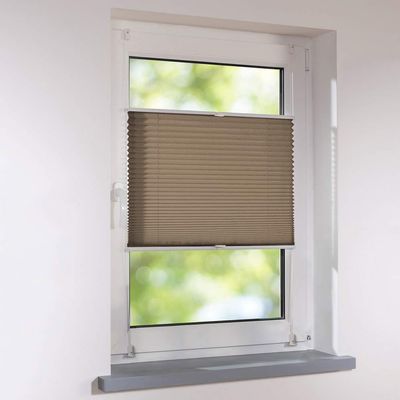Universal Clip-On Pleated Blind, No Drilling, 65 x 100 cm, Cappuccino