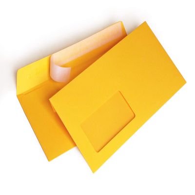 Business Envelopes DIN long C6/5, 114 x 229 mm, Yellow, 120 g/m², with Window, Self-Seal (204AF) (100)