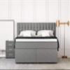 Betten Jumbo King Box Spring Bed 200 x 200 cm, 7-Zone Pocket Spring Mattress, Firmness H4, Visco Topper, Light Gray view 4