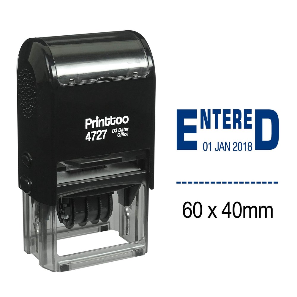 Printtoo Self-Inking Date Stamp with Entered Text, Blue