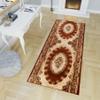 TAPISO Yesemek KOTEX Runner Rug, Short-Pile Classic Floral Medallion, Traditional Ornamental Pattern, Brown and Cream, 90 x 650 cm view 1