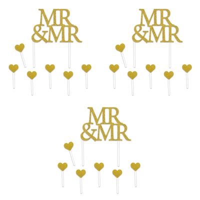 Beistle 53474 Mr. Cake Toppers, 3-Piece, 14 x 21.6 cm, Gold/White