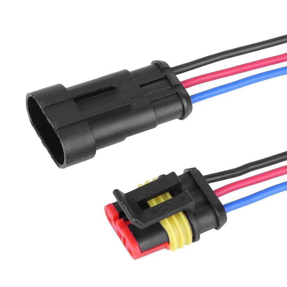 Keenso Waterproof 3-Pin Electrical Connector with Cable, Automotive Plug, Navy Blue