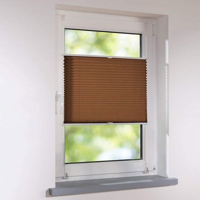 UNIVERSAL Clamp-Mount Pleated Shade, No Drilling, 105 x 210 cm, Brown