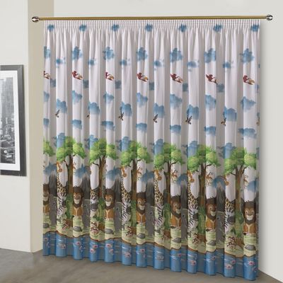 Custom-Made Children's Curtain, Jungle, Gather Tape (170 x 700 cm / H x W)