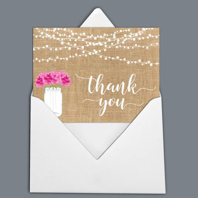 Darling Souvenir Brown Party Lights Thank-You Cards with Envelopes, 100 Pieces