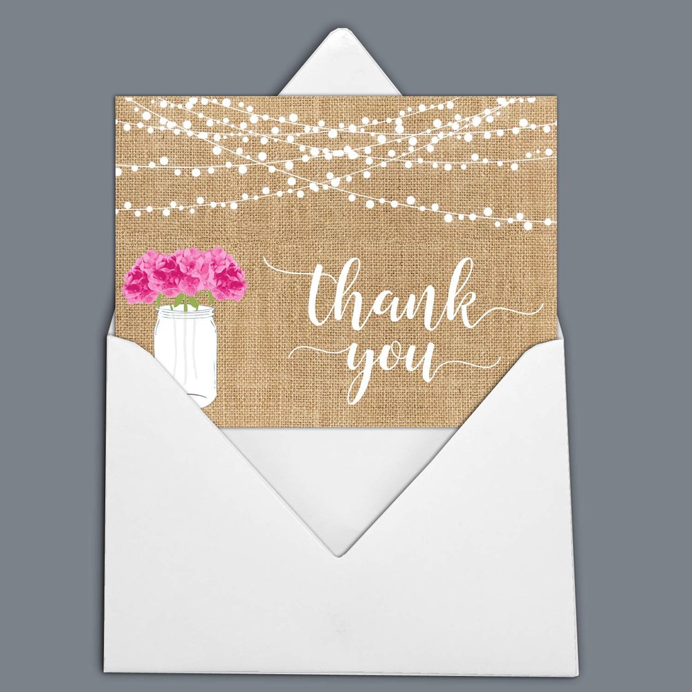 Darling Souvenir Brown Party Lights Thank-You Cards with Envelopes, 100 Pieces