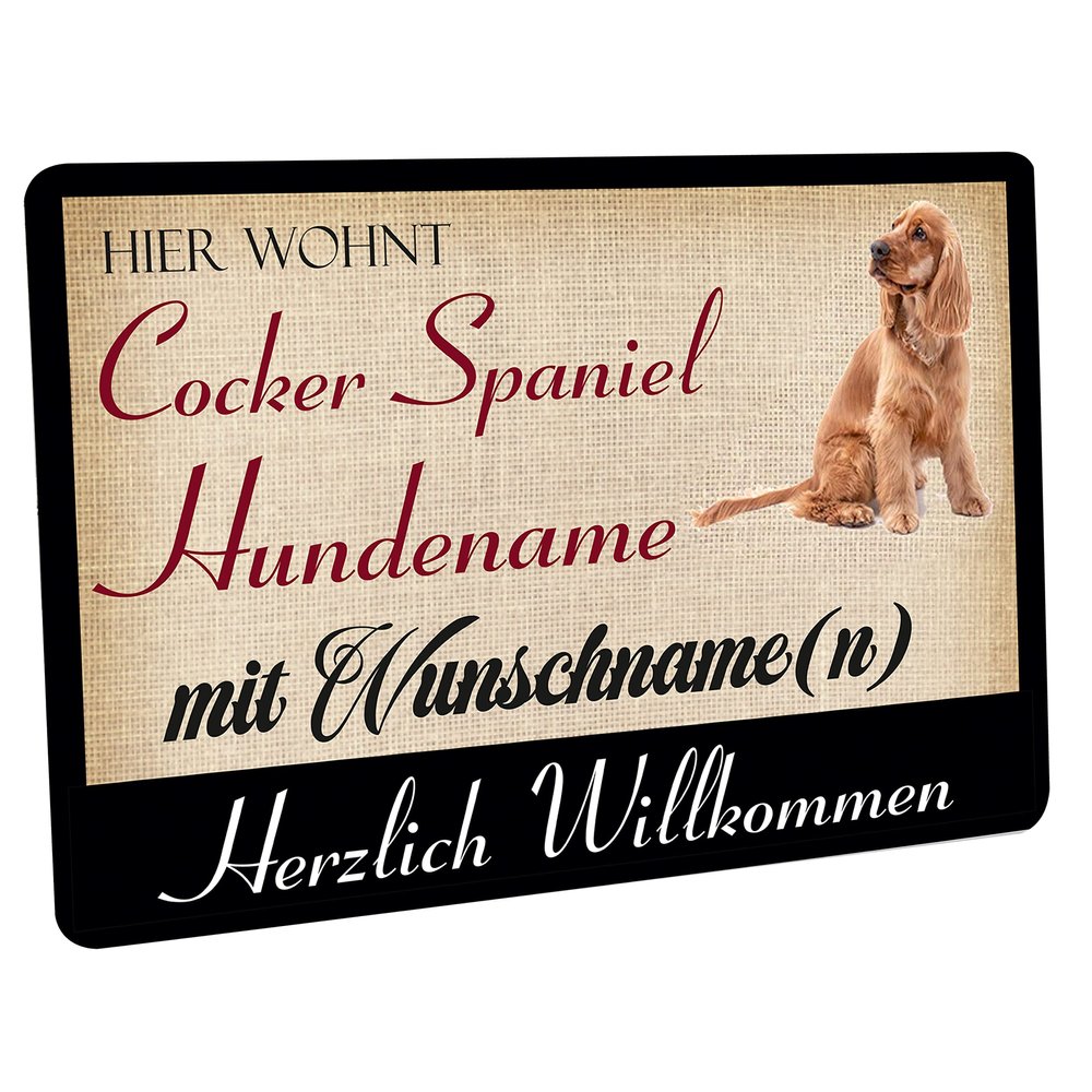 Crealuxe Doormat with Custom Text or Name, “Here Lives a Cocker Spaniel,” 60 x 40 cm