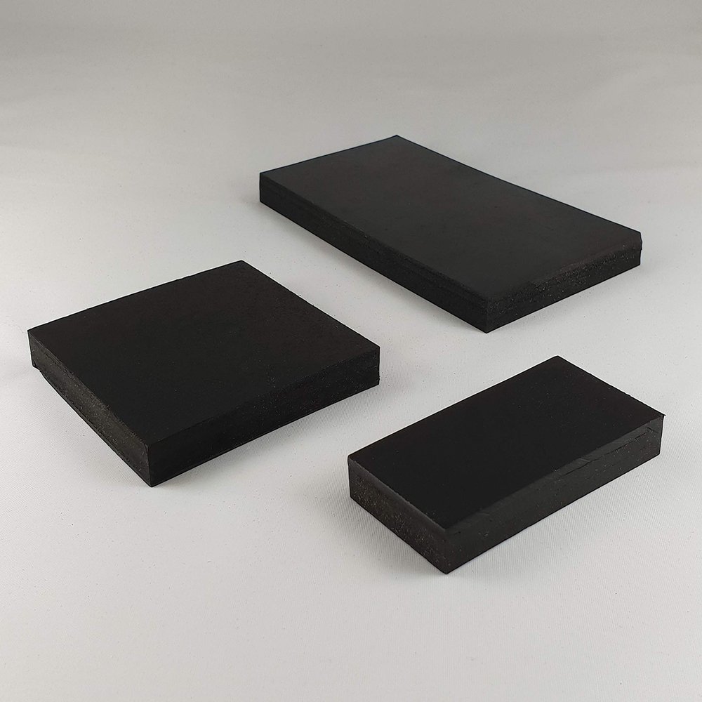 3 Rubber Mats 100 x 250 mm, 10 mm Thick, Anti-Vibration