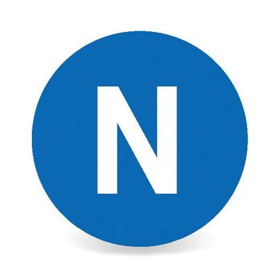 Betriebsausstattung24 Sheet Labels for Electrical Conductors – N (Neutral Conductor), 28 per Sheet, 2.0 cm Diameter, Self-Adhesive PVC