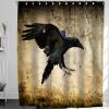 Abaysto Polyester Shower Curtain Set with Hooks, Black Raven Corvus Corax in Moonlight view 2