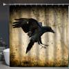 Abaysto Polyester Shower Curtain Set with Hooks, Black Raven Corvus Corax in Moonlight view 3