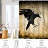 Abaysto Polyester Shower Curtain Set with Hooks, Black Raven Corvus Corax in Moonlight view 4