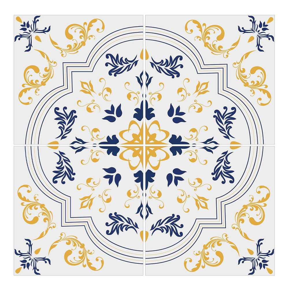 Wandkings Floor Tile Stickers, Set of 4 – Choose a Pattern & Size – “Leni” – 6 x 6 cm