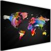 Feeby World Map Canvas Pinboard Poster, Colorful Continents, 60 x 40 cm view 1
