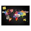 Feeby World Map Canvas Pinboard Poster, Colorful Continents, 60 x 40 cm view 2
