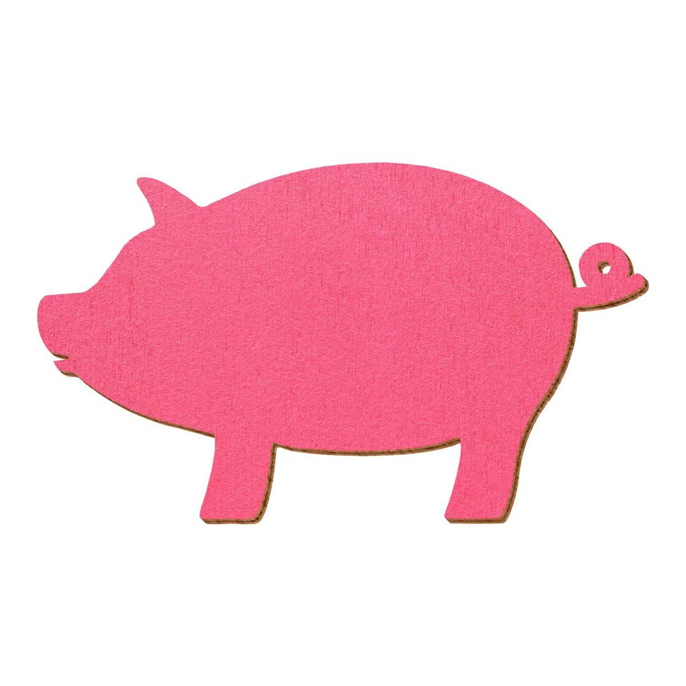 Pink Wooden Lucky Pig Cutouts, 7 cm, Pack of 25