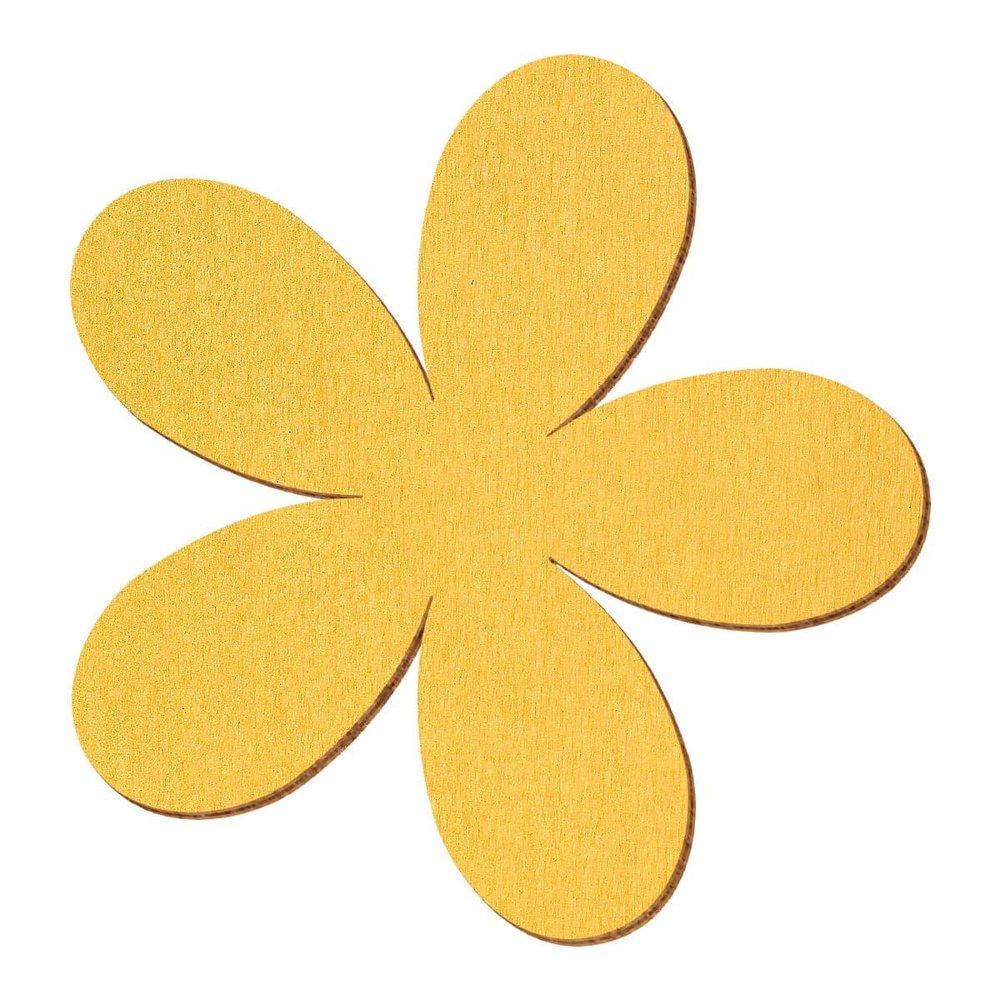 Golden Wooden Plumeria Decorative Cutouts, 2–10 cm, 8 cm, Pack of 50