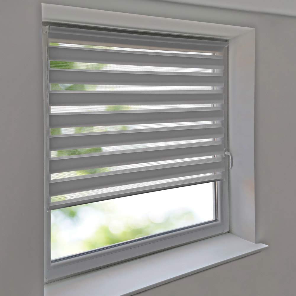 Sonnenschutz-HH Vario Double Roller Blind, No-Drill Clamp-Fix, 130 x 90 cm, Light Gray