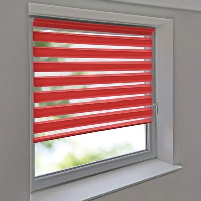 Sun Protection HH Double Roller Blind Klemmfix No Drilling Vario Side Chain, 90 x 130 cm, Red
