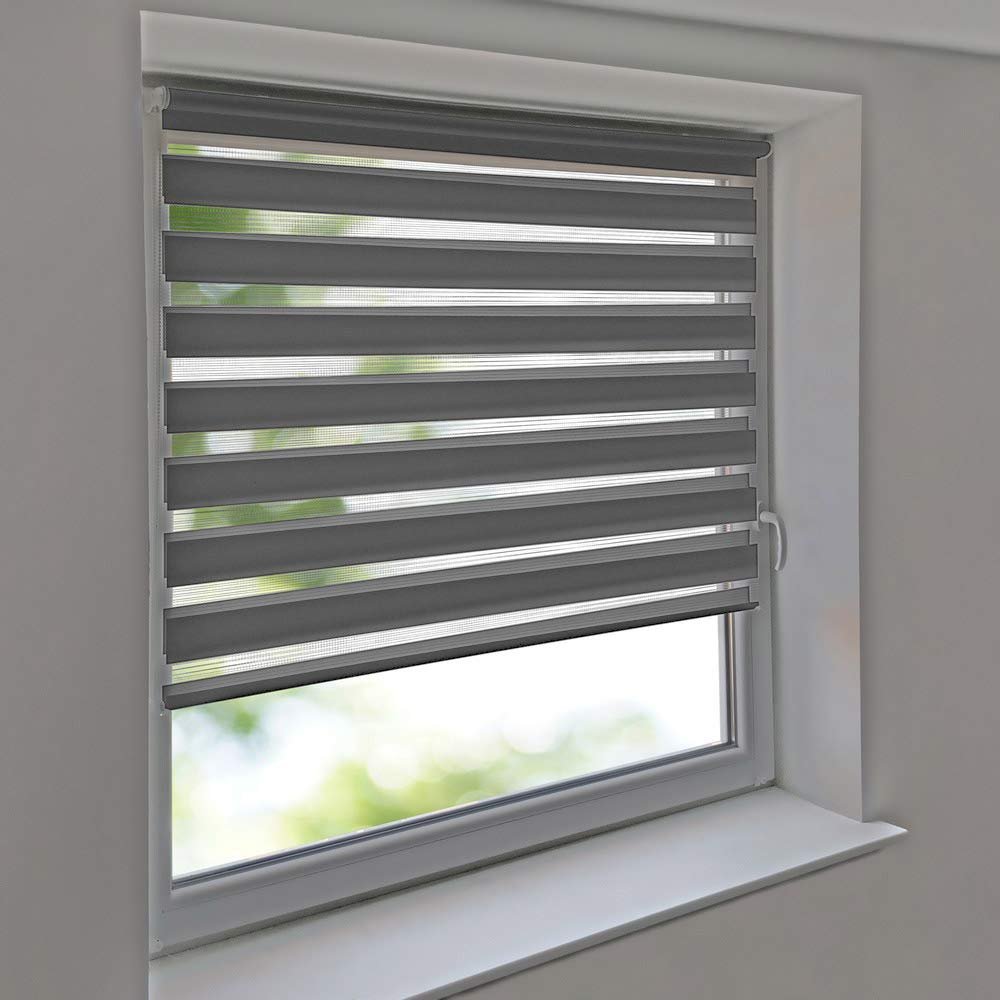 Sun Protection HH Duo Roller Blind, No-Drill Clamp-Fit, Gray, 50 x 190 cm