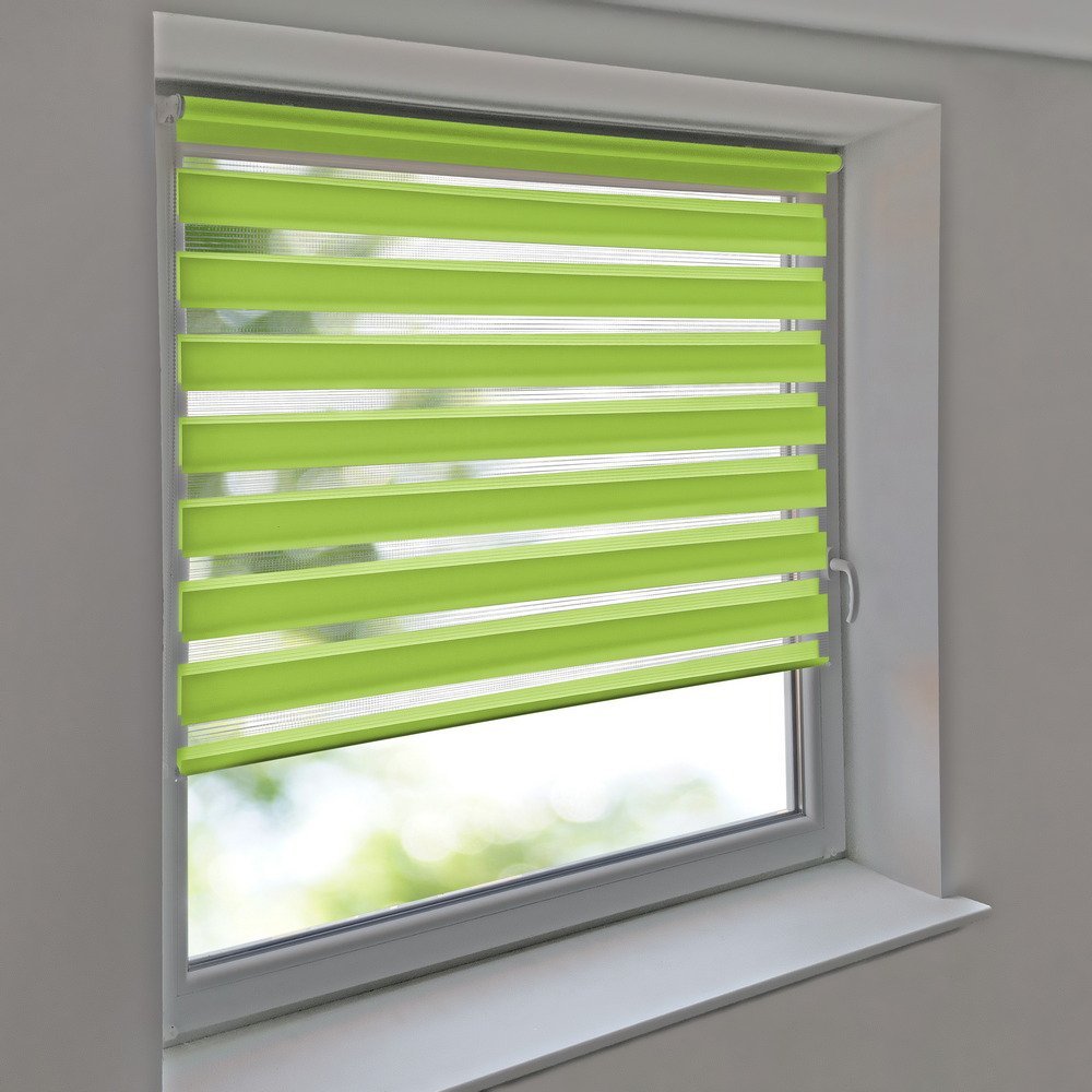 Sun Shade HH Vario Duo Roller Blind, No Drilling, Side Chain, 25 x 180 cm, Lime