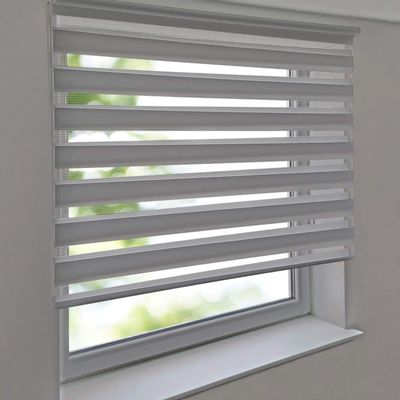 Premium Double Roller Blind 125 x 190 cm, Light Gray, Free-Hanging Duo Blind
