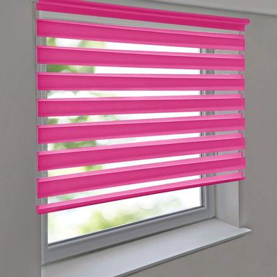 Premium Double Roller Blind 80 x 190 cm Pink - Duo Roller Blind with Side Chain, for Wall or Ceiling Mounting