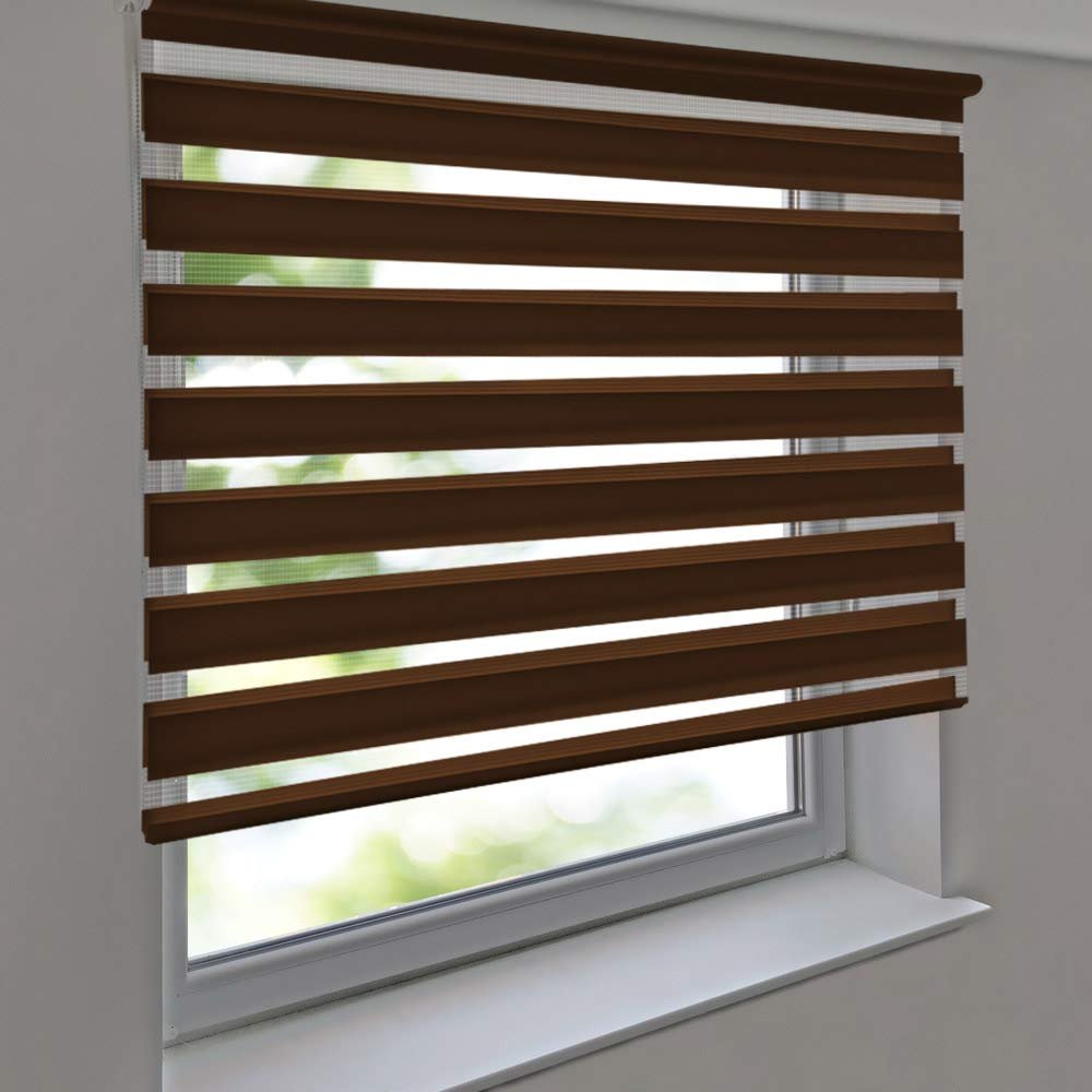 Premium Double Roller Blind 65 x 80 cm, Dark Brown