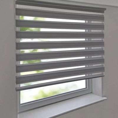 Premium Double Roller Blind 125 x 150 cm, Gray – Free-Hanging Duo Roller with Side Pull