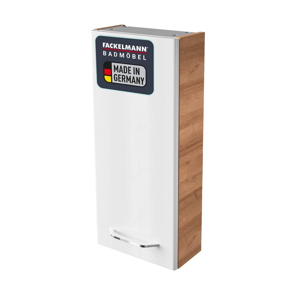 FACKELMANN Milano Wall-Mounted Bathroom Cabinet with Soft-Close Door, 30 x 68 x 15 cm