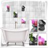 Medianlux Tile Stickers, Orchids and Stones, Black/Pink, Wellness SPA Decor for Bathroom/WC, 15 x 15 cm view 1