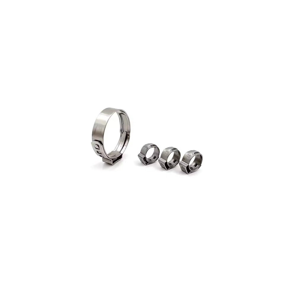 1-Ear Hose Clamps, Stainless Steel V2A, 12.8–14.8 mm, 10-Pack