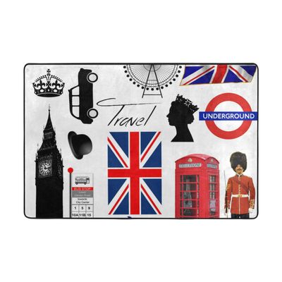 MONTOJ London UK Flag Paris Weathertech Rug for Living Room, Polyester, 36 x 24 in