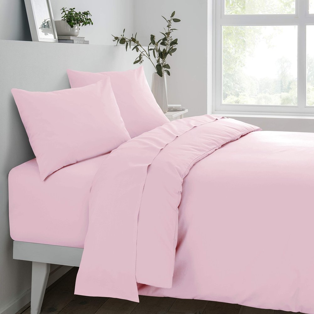 Sleepdown 68 Pick Fitted Sheet, Poly-Cotton, Soft Pink, Super King