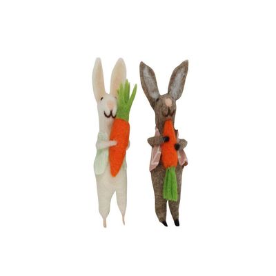 Gisela Graham Easter Decorations, Wool Blend, Brown/White, 2 Pieces