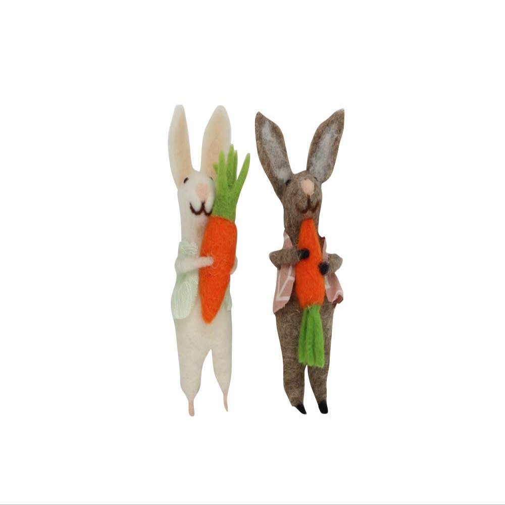 Gisela Graham Easter Decorations, Wool Blend, Brown/White, 2 Pieces