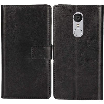 Lankashi PU Leather Flip Wallet Case for MEDION Life E5005 MD 99915 5-inch Phone, Black