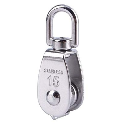 BE-TOOL M15 Single Stainless Steel Swivel Pulley, 35 kg Capacity, for Wire Rope (1 pc.)