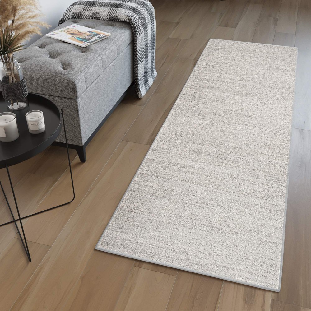 TAPISO Sari Runner Rug, Light Gray, Modern Low Pile, 80 x 120 cm