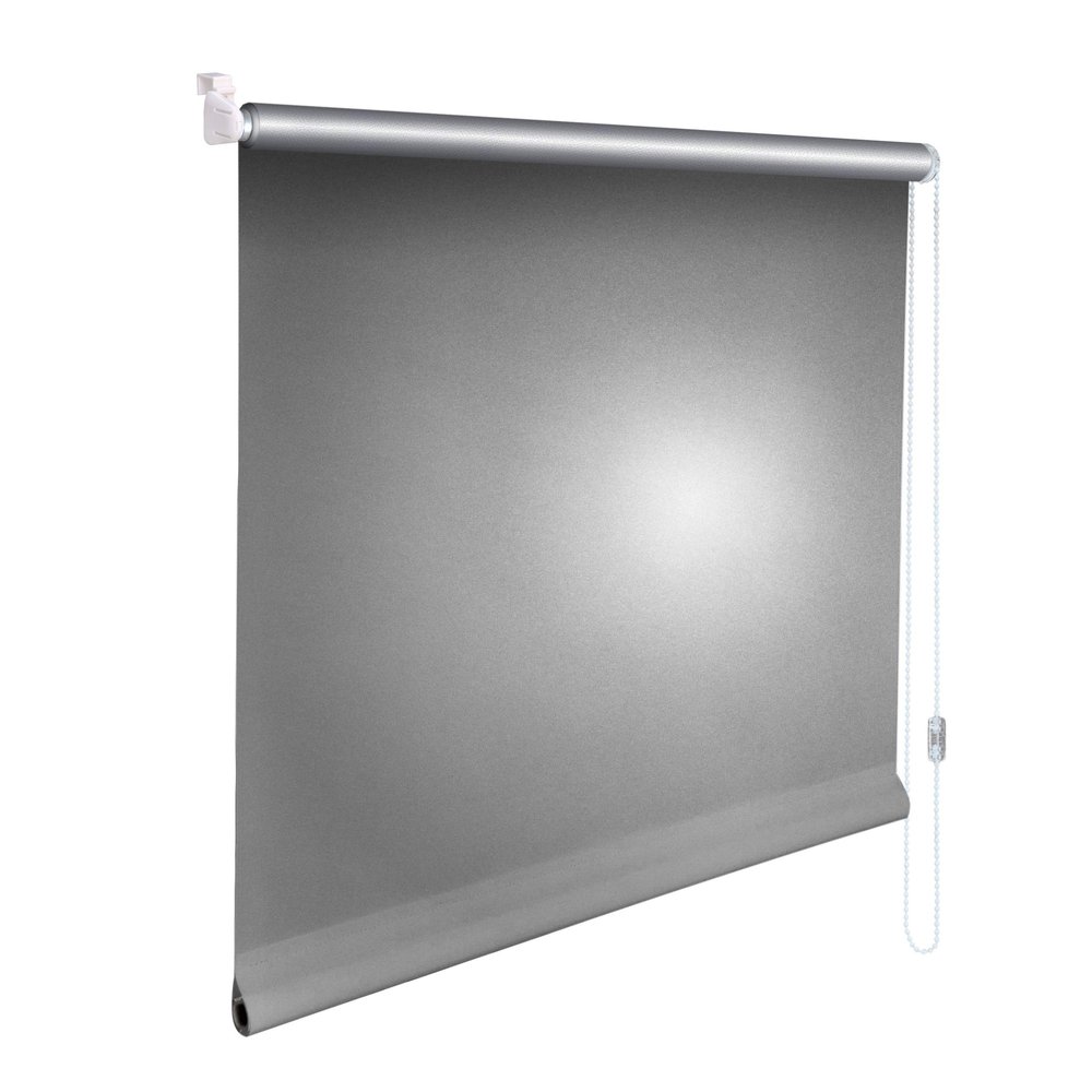 Mini Thermal Blackout Roller Blind KLEMMFIX, Side-Chain Operation, No Drilling, Silver Gray, 105 x 190 cm