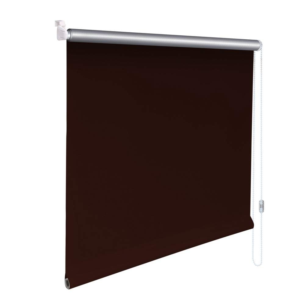 Mini Thermal Blackout Roller Blind, No-Drill Clamp Mount, Dark Brown, 80 x 60 cm